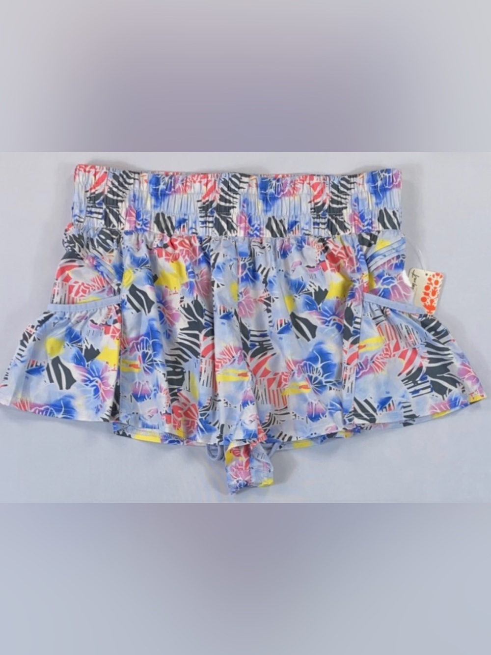 FREE PEOPLE MOVEMENT Get Your Flirt On Shorts in Printed Light BlueSz LARGE